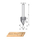 3-Flute 60-Deg Grooving Bit 9/16" Ced 1/4" Shk